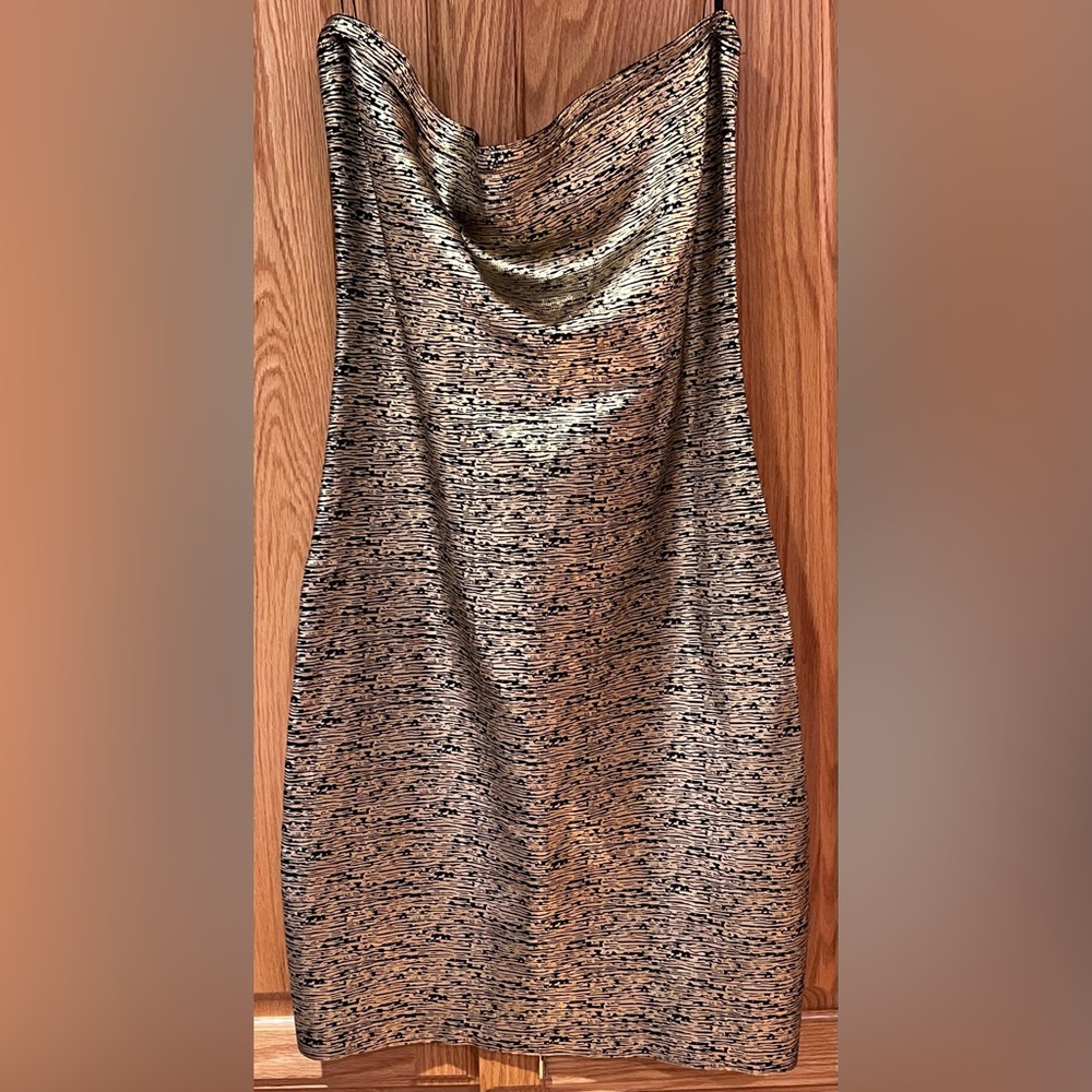 2B Bebe Strapless Metallic Dress